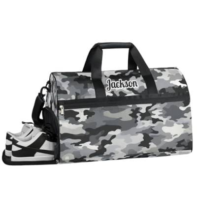 Grüne Tarnung Camo Personalisierte Turnbeutel für Jungen Männer, Personalisierte Benutzerdefinierte Sport Reise Duffle Bag Kundenspezifische Tanztasche Weekender Übernachtung Tasche, Tarnung von cfpolar