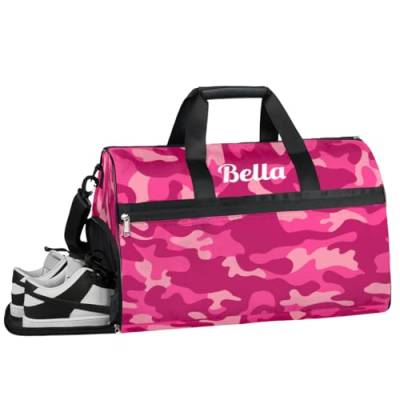 Grüne Tarnung Camo Personalisierte Turnbeutel für Jungen Männer, Personalisierte Benutzerdefinierte Sport Reise Duffle Bag Kundenspezifische Tanztasche Weekender Übernachtung Tasche, Tarnung von cfpolar