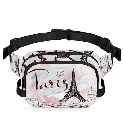 Hand Draw Paris Eiffel Handtuch Bauchtasche für Männer Frauen, modische Crossbody-Gürteltaschen, quadratische Hüfttasche mit verstellbarem Riemen für Reisen, Wandern, Workout, Radfahren, Laufen von cfpolar