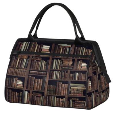 Lustige Bücher Bücherregal Turnbeutel für Damen Herren, Reise Sport Duffel Bag mit Trolleyhülle, wasserdichte Sport Gym Bag Weekender Übernachtung Tasche Carry On Tote Bag für Reisen Gym Sport, von cfpolar