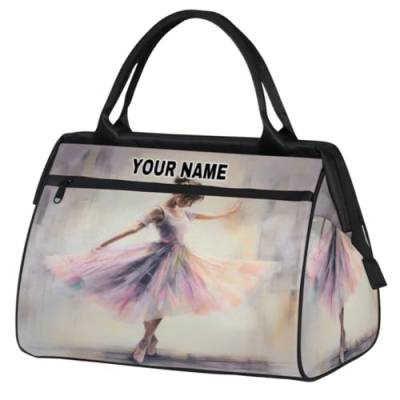 cfpolar Personalisierte Reisetasche für Damen und Herren, personalisierbar, wasserdicht, Sporttasche, Wochenendtasche, Übernachtungstasche, Handgepäcktasche, Ballerina, Tanzen, Malerei, Ballerina tanzende, A-000F-00A-0217-1-241Q-00HW von cfpolar