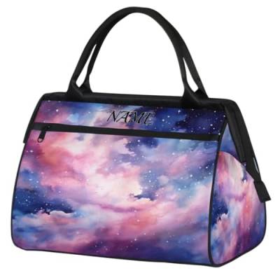 Schöne Galaxy-Aquarell-Reisetasche, Sporttasche für Damen, mit individuellem Namen, Handgepäck, Turnbeutel, personalisiertes Zubehör, große Tragetasche, Wochenendtasche, Damen, Strand, wasserdichte von cfpolar