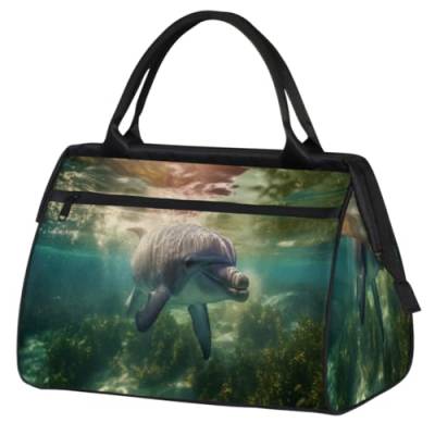 Sea Dolphin Turnbeutel für Damen und Herren, Reise-Sporttasche mit Trolley-Hülle, wasserdichte Sporttasche, Weekender, Übernachtungstasche, Tragetasche für Reisen, Fitnessstudio, Sport, Meer Delphin, von cfpolar