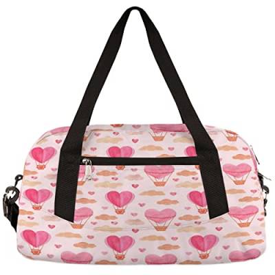 Wasserfarbe Heißluftballon Valentinstag Kinder Duffle Bag Mädchen Tanztasche Leicht Wasserabweisend Faltbar Sport Gym Bag Weekender Übernachtung Übernachtung Handgepäck Reisetasche für Jungen Mädchen von cfpolar