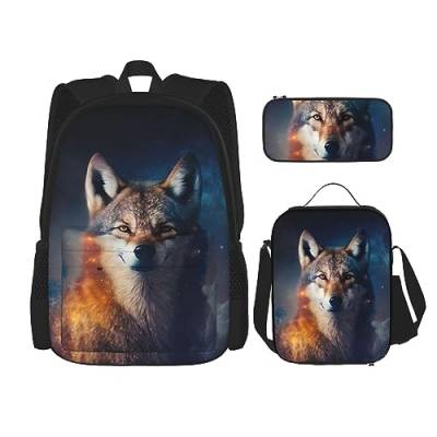 cfpolar 3-teiliger Rucksack, Aquarell-Sonnenblumen-Rucksack, Lunch-Tasche, Federmäppchen, Reise-Laptop-Rucksack, Büchertasche, Lunchbox, Thermo-Kühltasche, Kulturbeutel, Aufbewahrungstasche für von cfpolar