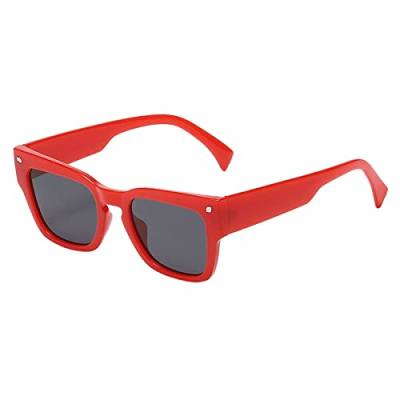 Keine Brille Damen Herren Retro Fashion Street Schnapsgläser Unisex PC Rahmen Sonnenbrillen Brille Mit Blaulichtfilter (Red, One Size) von chiphop