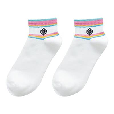 Kurze Halbsocken Sportsocken Frauen-Regenbogen-Socken mit süßem Druck, kurze Socken, Knöchelsocken für sportliche, bequeme Geschenke für Frauen No Show Socken Unsichtbare (G, One Size) von chiphop