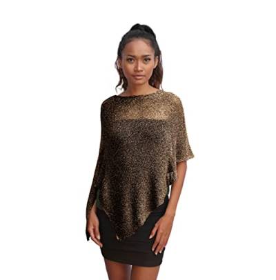 creazioni unique Poncho Damen Elegant ITALIAN DESIGN - Ehefrau und Mutter Geschenk - Thermo-Viskosenetz-Schal für Frauen mit Kirschblüten-Essenz (Gold Schokolade) von creazioni unique