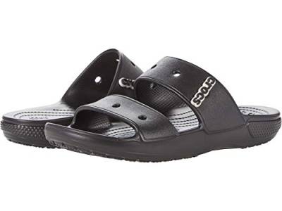 Crocs Classic Sandale – Unisex Sandalen für Erwachsene mit zwei Riemen – Slip-On-Sliders – Schwarz – Größe 36-37 von Crocs