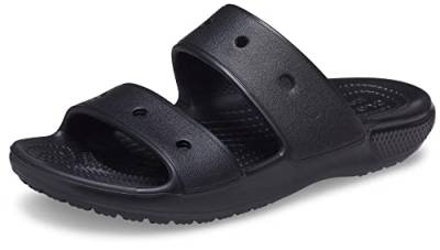 Crocs Classic Sandale – Unisex Sandalen für Erwachsene mit zwei Riemen – Slip-On-Sliders – Schwarz – Größe 37-38 von Crocs