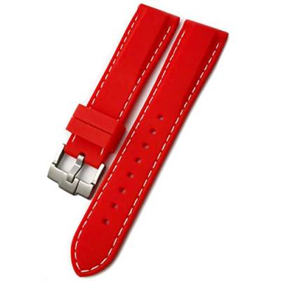 Uhrenarmband aus Gummi, Silikon, wasserdicht, passend für Omega für IWC für SKX 007 Uhrenarmband, 20 mm, 19 mm, 22 mm, Rot-weiße Anstecknadel, 20 mm von dayeer