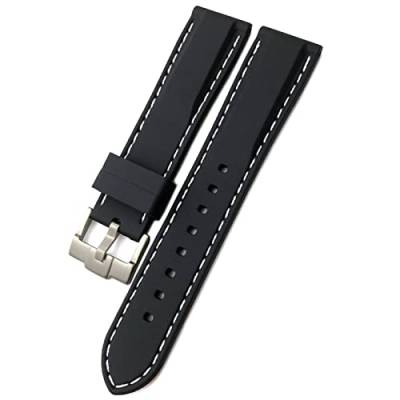 Uhrenarmband aus Gummi, Silikon, wasserdicht, passend für Omega für IWC für SKX 007 Uhrenarmband, 20 mm, 19 mm, 22 mm, Schwarz-weiße Anstecknadel, 19 mm von dayeer