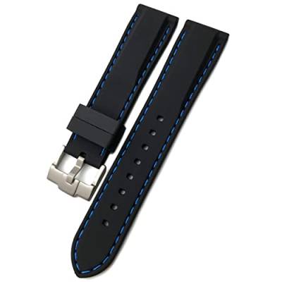 Wasserdichtes Gummi-Silikon-Uhrenarmband für Omega für IWC für SKX 007 Uhrenarmband 20 mm 19 mm 22 mm, Schwarz-blaue Anstecknadel, 20 mm von dayeer