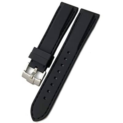 Wasserdichtes Gummi-Silikon-Uhrenarmband für Omega für IWC für SKX 007 Uhrenarmband 20 mm 19 mm 22 mm, Schwarze, schwarze Anstecknadel, 20 mm von dayeer