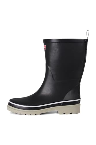 derbe Hamburg Damen Schuhe Nachhaltige Gummistiefel Middlehooch (Schwarz/Shilf, 40) von derbe