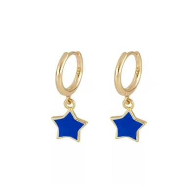 Ohrringe Ohrstecker Damen Schmuck Earrings Bunte Ohrringe Für Frauen Und Mädchen, Tropfendes Öl, Mond, Stern,   Piercing, W0415-Blau von exdas