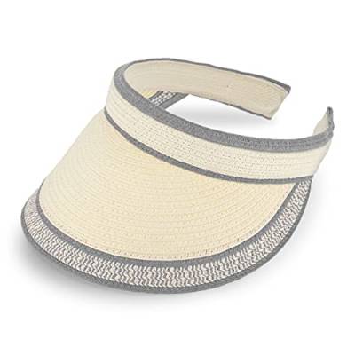 fiebig Lucy Visor aus Naturfaser | One Size Sommercap in vielen Farben aus robustem Papier | Unisex Sommerkappe mit breitem Schirm (One Size, Natur-Hellgrau) von fiebig