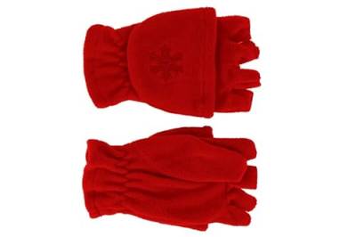 fiebig Mädchen Jungen Halbfinger Handschuh mit Klappe in Fleece für Kinder!, Farben:rot, Handschuhgröße:5 von fiebig