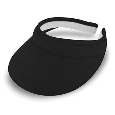 fiebig Visor | Schattenspender für das Gesicht | Clipvisor in One Size | In vielen Farben aus 100% Baumwolle | Sommerkappe mit Frotteeband Innenfutter | Sonnenschutz Schirmcap (schwarz) von fiebig