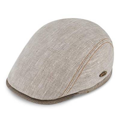 fiebig Woolton Flatcap | Schiebermütze aus Leinen mit Baumwollfutter | Zweifarbige Schirmmütze mit Kontrastnähten | Made in Italy (57, Natur) von fiebig