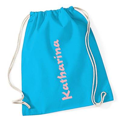 freitex Turnbeutel/Gymsack/Sportbeutel mit Namen bedruckt (Türkis) von freitex