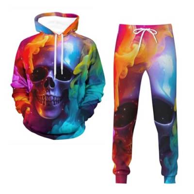 generic Skull Hoodie 3D Horror Hoodie Unisex Langarmhose Sweatshirt mit Taschen XS-5XL (farbig,XL) von generic