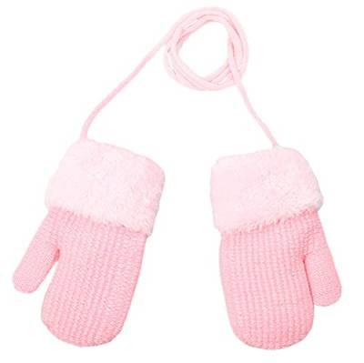 iEasey Kinder Winter Handschuhe für Baby 6-36 Monate Niedlich Kleinkind Plüsch Fäustlinge auf Schnur Dicke Warm Wolle Strickhandschuhe Kinder Schnee Handschuhe Baby Mädchen Jungen Geschenk von iEasey