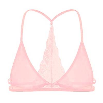 iiniim Herren BH Tops Sissy Bralette Unterhemd Spitze Männer Bikini Tops Weste Dessous Unterwäsche M-XL Rosa XL von iiniim