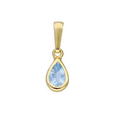 jewellerybox 9 Karat Gold Sky Blue Himmelblau Topas November Geburtsstein Schmuckanhänger von jewellerybox