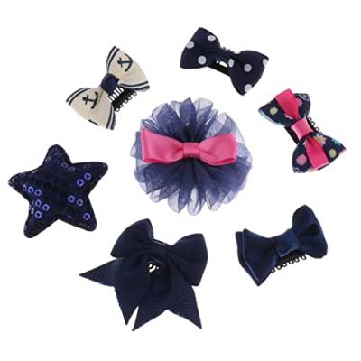 jojomis Passende Haarspangen für Babys, Mädchen, Kinder, mit Schleife, 7 Stück, Marineblau, wie beschrieben von jojomis