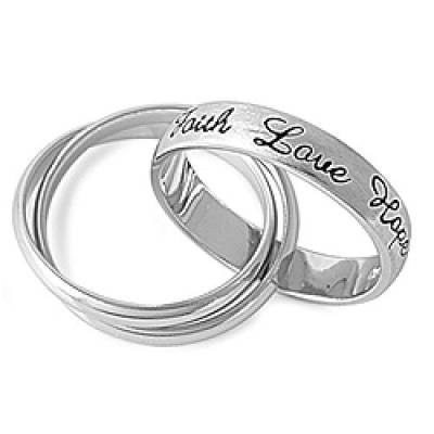 kleine Schätze - Damen-Ring/Verlobungsring - 925 Sterlingsilber -Faith Hope Love DREI Stück von kleine Schätze