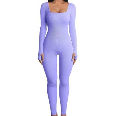 Yoga-Jumpsuits für Damen,Langarm-Jumpsuit für Damen,Langarm-Ganzanzug, lässiger Yoga-Strampler - Ganzkörper-Overall für Damen, Langarm-Body Leryveo von leryveo