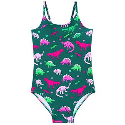 Einteiliger Badeanzug mit Dinosaurier-Aufdruck für kleine Mädchen, Badeanzug, Sport, Strand, für Kleinkinder, UPF 50+, Badeanzug für Mädchen, Badeanzug, Spa, Bademode, afrikanisches Mädchen, grün, 5-6 von luohaibell