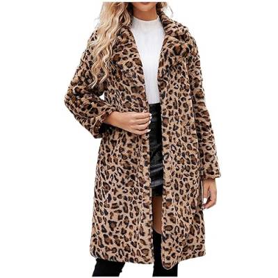 luoluoluo Damen Pelzmantel Leopard/Tiger Muster Warme Kunstpelz Mantel Flauschige Fellmantel Nerzmantel Parka Jacke Wintermantel Lang Kunstpelz Mantel Winterjacke von luoluoluo