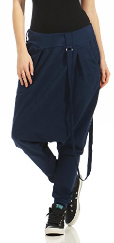 Malito Damen Haremshose mit tiefem Schritt | Jogginghose in Unifarben | Baggy zum Tanzen | Sweatpants - Aladinhose 91086 (dunkelblau) von malito more than fashion