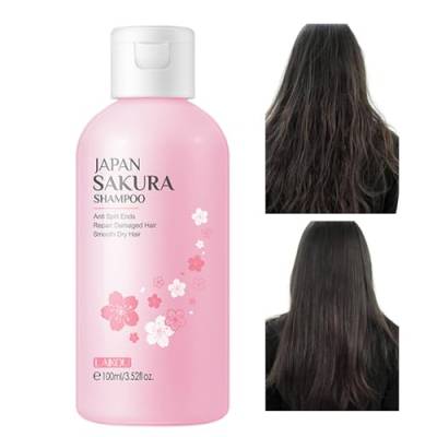Sakura Japanisches Shampoo | 100 ml natürliches Volumen-Shampoo,Shampoo zur Vorbeugung von Haarausfall für Männer und Frauen, für alle Haartypen, Haarpflege, empfindliche Haartypen Manting von manting