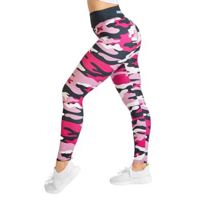 megasstic Leggings, Superweich, Glattes Material, Dehnbar, Atmungsaktiv, Komfortabel, Hohe Taille, Bauchkontrolle (DE/NL/SE/PL, Alphanumerisch, XS, S, Regular, Regular, Rosa Camo) von megasstic