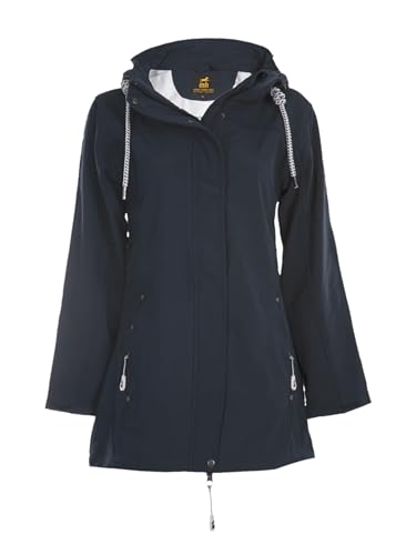 mh michael heinen Damen Softshelljacke Sylt, Funktionsjacke, Regenmantel, Regenparka, abtrennbare Kapuze, wasserfest, winddicht für Wandern Laufen navy 44 von mh michael heinen