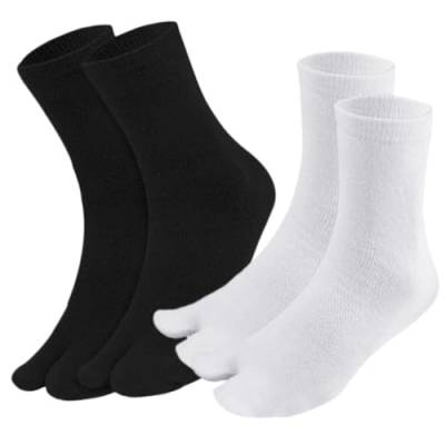 minkissy 2 Paar Socken Mit Getrennten Zehen Für Frauen Tabi-socken Mit Geteilter Zehenpartie Lässige Baumwollsocken Silikon-zehensocke Zehengetrennte Socken Damen Mittlerer Lauf Sportsocken von minkissy