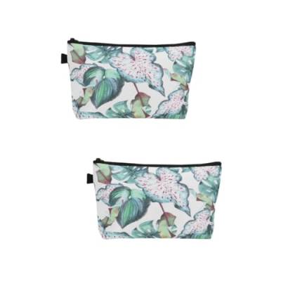 minkissy 2st Digitaldruck-Blumen-Pflanzen-kupplungs-aufbewahrungs-wasserdichte Tragbare Reise-Kosmetiktasche Aufbewahrungstasche Toilettenartikel Reisen Reißverschluss Polyester von minkissy