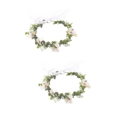 minkissy 2St Stirnband Kronendekor Kronenschmuck weißes Haarband Umstandskleid für Fotoshooting hochzeit haarkranz Novia-Kleider Blumenstirnbänder für Frauen zarte Blumenkrone Braut Kranz von minkissy