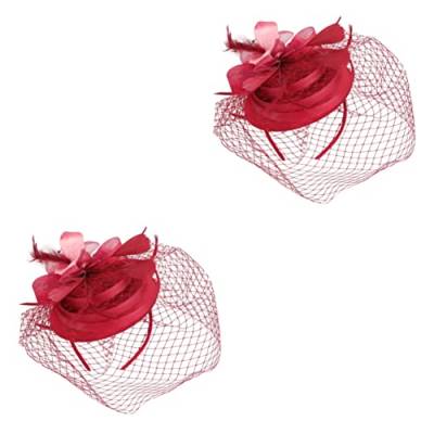 minkissy 2St Tea-Party-Hut Kleiderhüte für Damen Haarspangen für Damen Tiara Stirnband Haarschmuck für die Braut Fascinator-Kopfbedeckung Hochzeit Schleier Camouflage-Clip Fräulein Nylon von minkissy