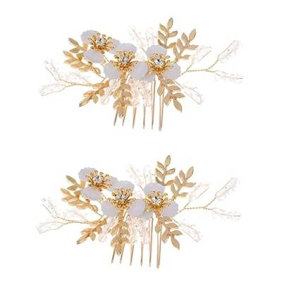 minkissy 2pcs bridal headwear bridal hair accessories wedding headpiece for bride decorative hair clips hair combs for women accessories flower hair clips for women flower bridal side comb von minkissy