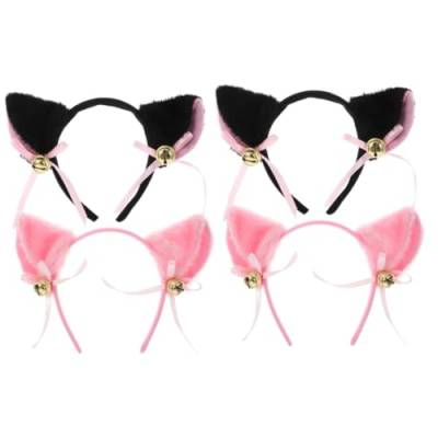minkissy 4 Stück Stirnband mit Katzenohren kuscheltier glockenförmig Kopfbedeckung Dienstmädchen-Outfit kurzes Haar von minkissy