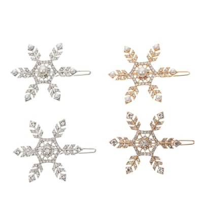 minkissy 4Pcs snowflake hairpin flower hair accessories Christmas Hair Pin Snowflake Hair Barrettes wedding hair clips for brides Christmas Barrettes alloy Christmas utenciles hollow out von minkissy