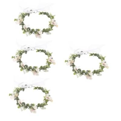 4pcs Stirnband Fee Kostüm für Frauen vestidos de novia Umstandskleid für Fotoshooting Blumenkronen für Frauen Floral Kopfschmuck die Blumen künstliche weiße Frau Beflockung von minkissy