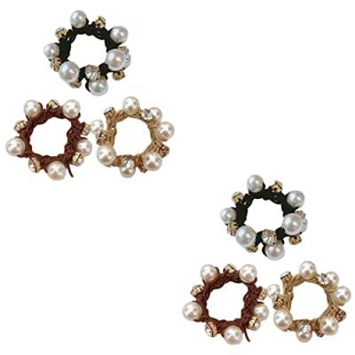 6 Stk Haarseil Perlen-scrunchie Pferdeschwanz-haarknoten Gummihalter Sporthaarringe Gesichtswasch-haarhalter Perlenhaarringe Haarschmuck Imitationsperle Fräulein Mädchen Armband von minkissy