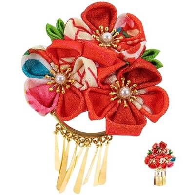 Kanzashi-haarschmuck Kirschblüten Haarspange Brautkopfschmuck Für Die Hochzeit Japanische Haardekoration Damen Hanfu Kimono-kirschhaarnadel Fräulein Bademantel Dynamisch von minkissy