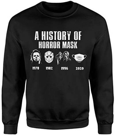 The History of Horrormask Herren Fun Sweatshirt |Halloween | Purge | Mundschutz | Virus | Maske | Funny | Statement | Männer Horror Shirt | Männer Pulli | Pullover von mycultshirt