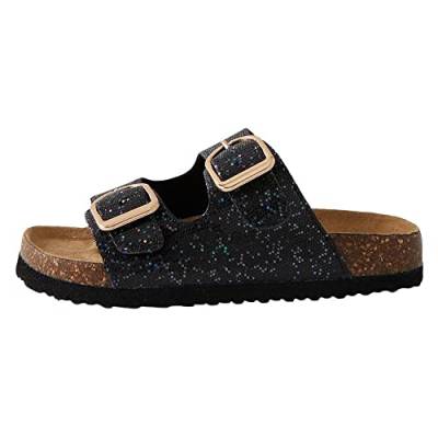 NAME IT Damen NKFFLORA NOOS Sandal, Black/Print:Glitter, 34 EU von NAME IT